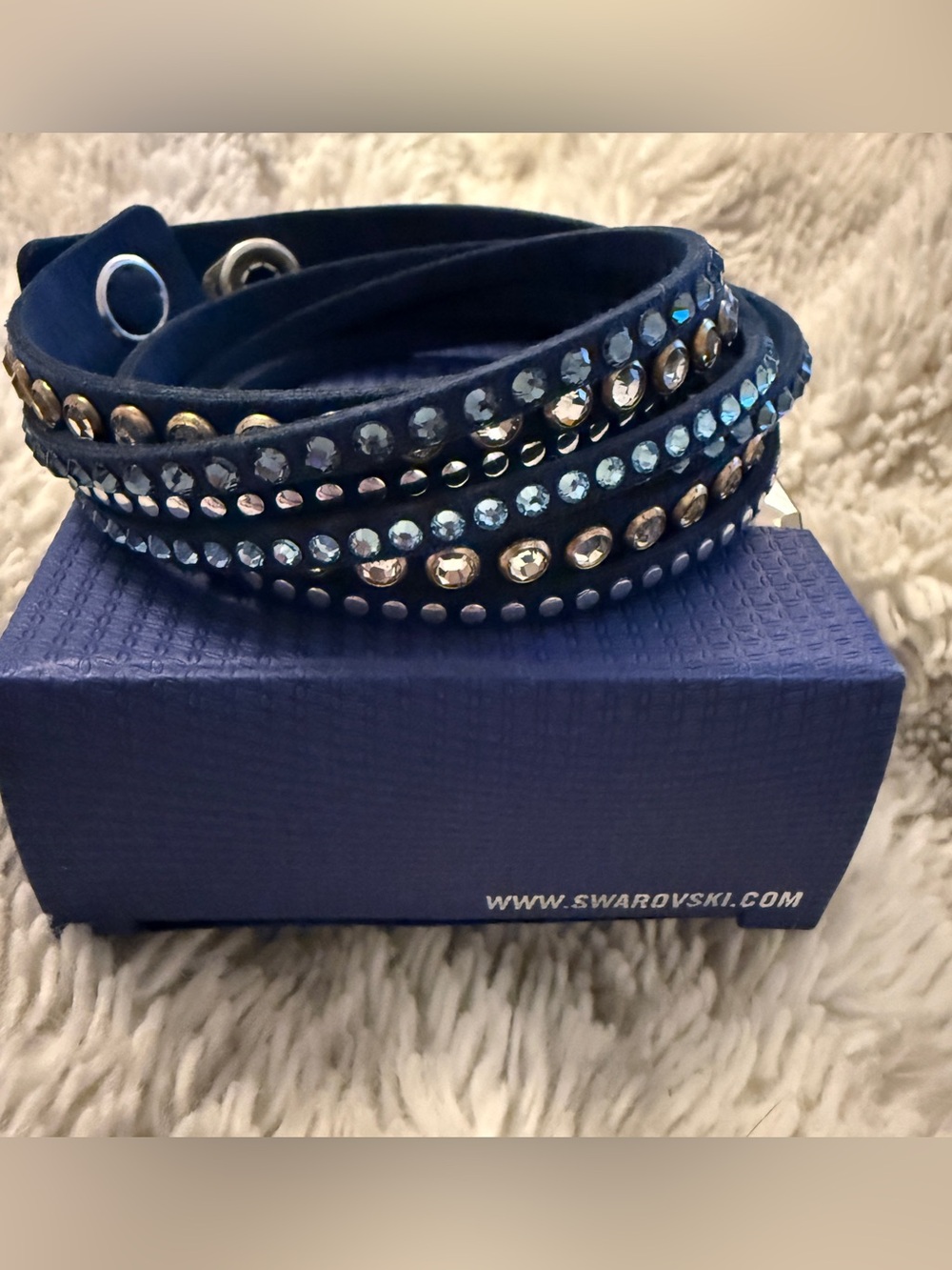 Swarovski Navy Blue and Light Blue Crystal Wrap Bracelet